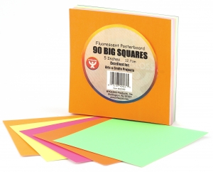 Squares - 5", 90 Ct., Fluorescent Poster Board